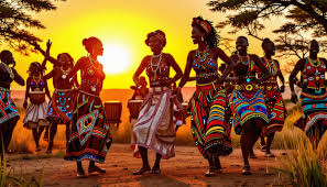 Danse culturelle au coucher du soleil